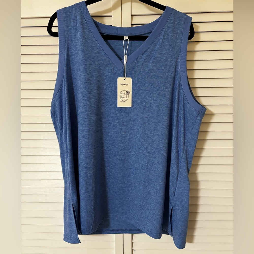 Blue vneck tank top